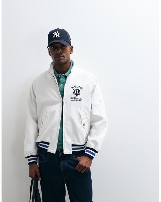 Polo Ralph Lauren White Wimbledon Capsule Embroidered Script Logo Back Print Jacket for men