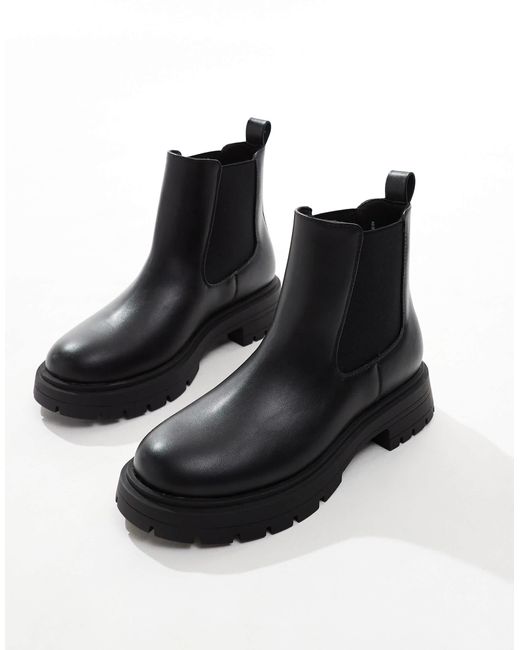 ASOS Black Wide Fit Adjust Chunky Chelsea Boots