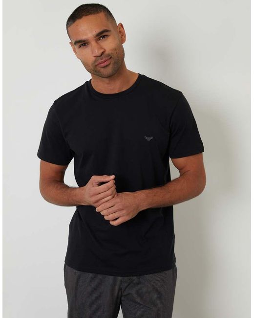 Threadbare Black Short Sleeve Stripe Bottom Pyjama Set for men
