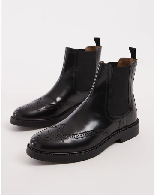 ASOS – chelsea-stiefel aus em leder im budapester-stil in Brown für Herren