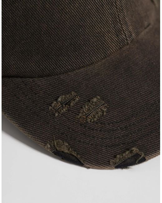 ASOS Gray Distressed Denim Cap for men