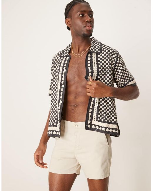 ASOS Natural Shorter Length Skinny Chino Shorts for men