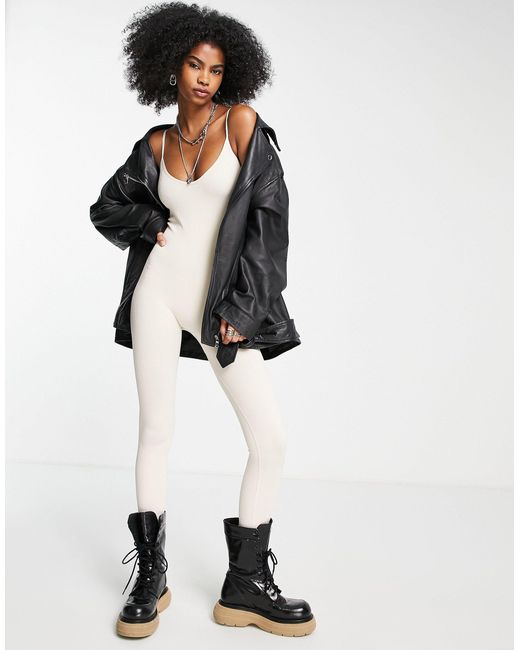 Missy Empire Ribbed Seamless Strappy Jumpsuit in White Lyst