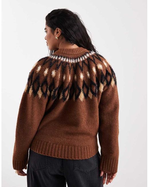 ASOS Brown Asos Design Curve Eyelash Yoke Placement Jumper