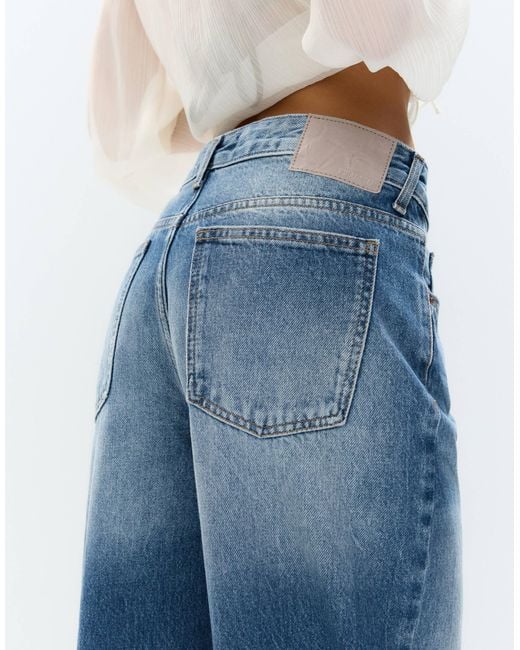 Pull&Bear Blue Turn Up Hem Straight Leg Jean