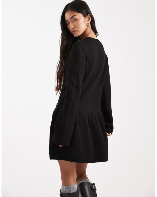 Vero Moda Black Soft Knitted Button Front Mini Dress