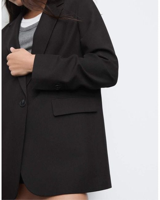 Stradivarius Black Regular Fit Blazer
