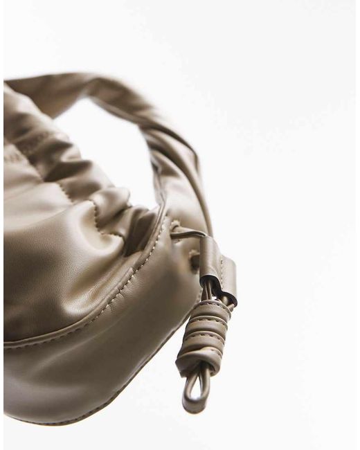 TOPSHOP Brown Giulia Grab Bag With Ruche Detail And Twist Handle