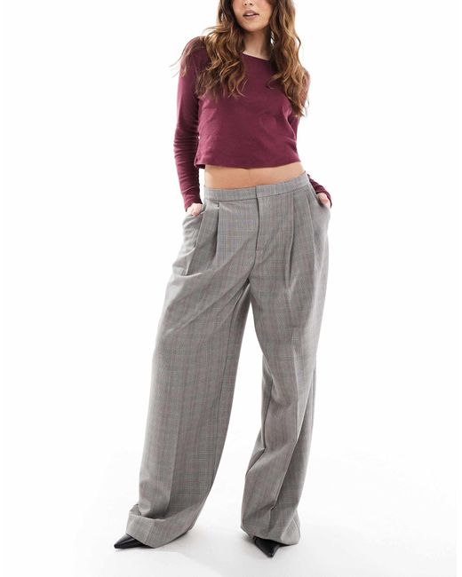 Pull&Bear Gray – elegante, karierte hose