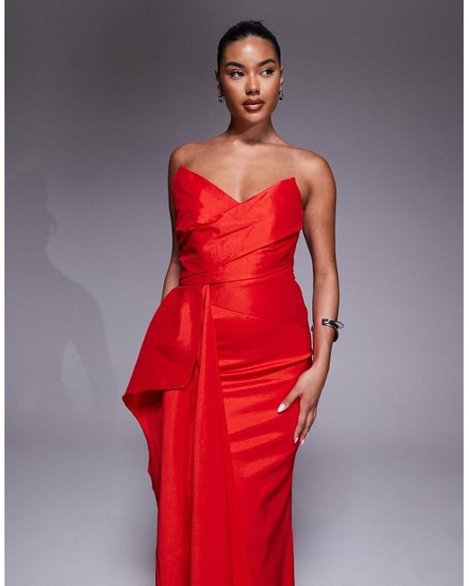 Jarlo Structured Satin Midaxi Dress With Drape Detail