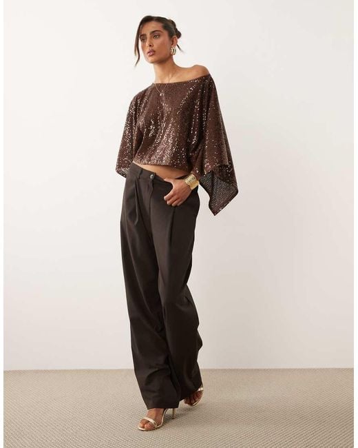 ASOS Brown Sequin Cape Top