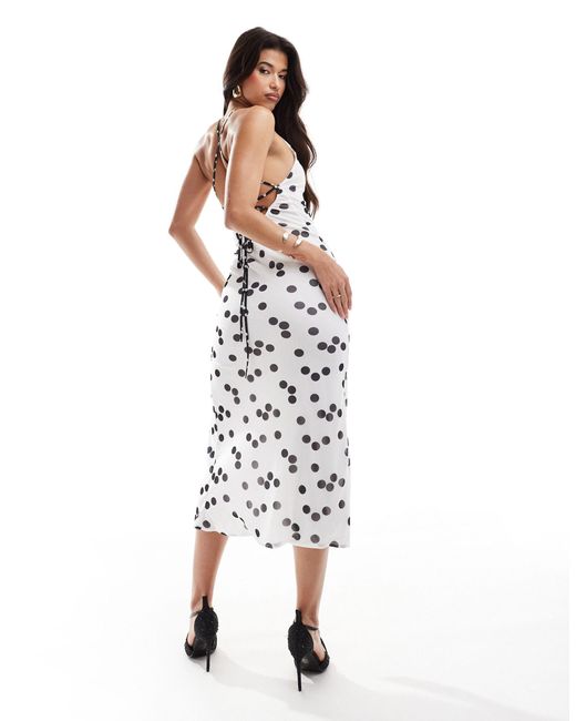 ASOS White Strappy Midi Dress With Contrast Corsage