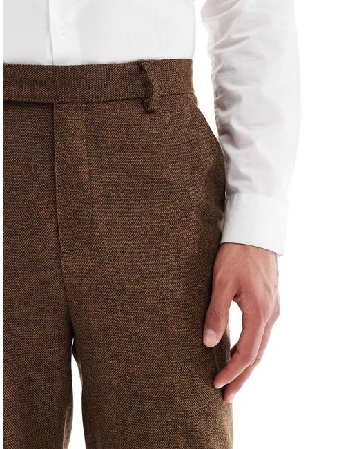 ASOS Natural Wool Blend Tapered Suit Pants for men