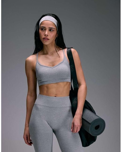 4505 Gray Seamless Baby Rib Wrap Back High Waist Gym leggings