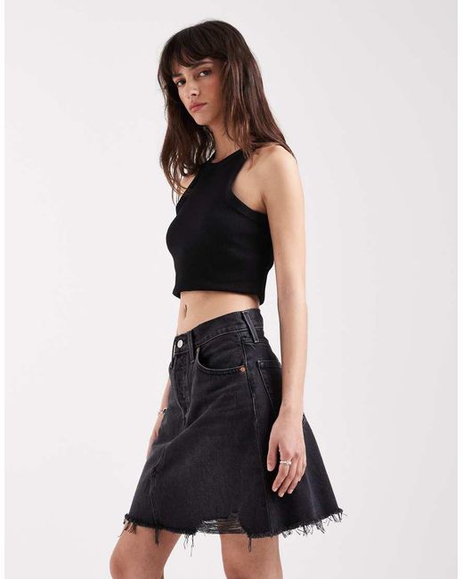 Levi's Deconstructed Denim Mini Rok in het Black