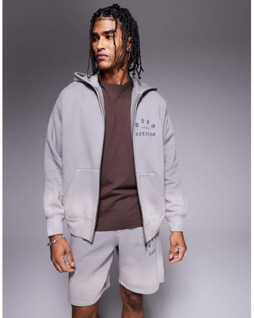 Good For Nothing Hoodie Met Rits En Print Op De Achterkant in het Purple voor heren
