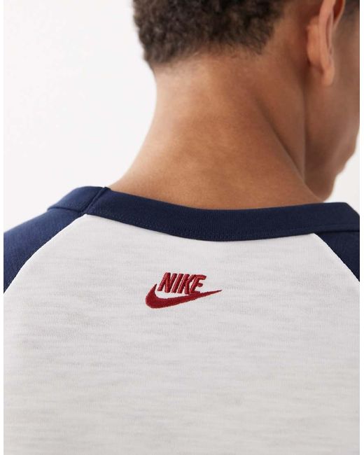 Nike Blue Club Central Logo 3/4 Raglan Sleeve And Navy for men