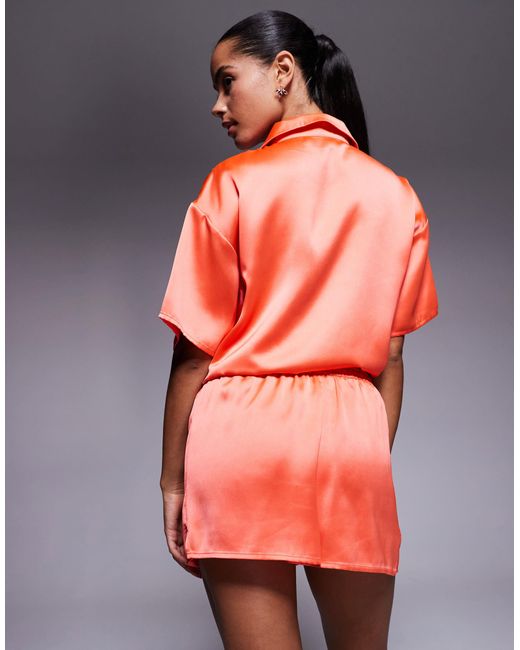 ASOS Red Satin Co-Ord Short
