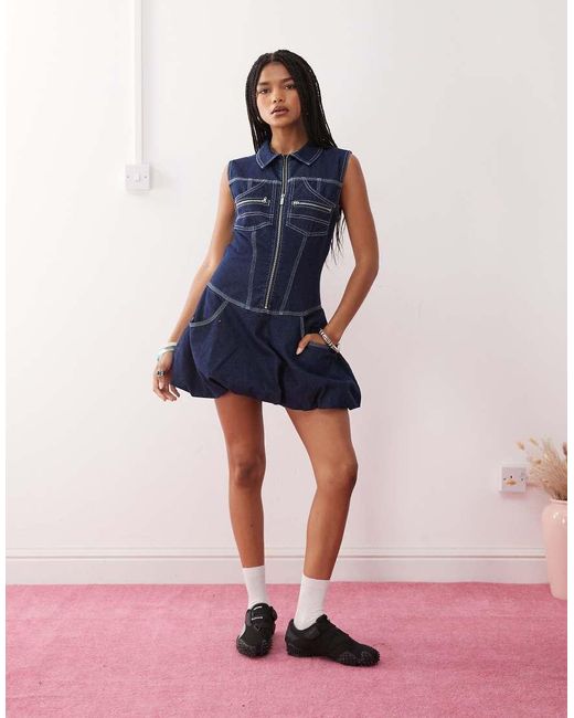 Vestito Corto di Collusion in Blue