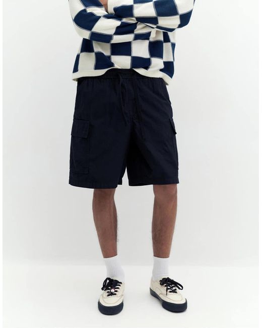 Pull&Bear Blue Ripstop Cargo Bermuda Shorts for men