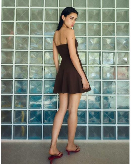 Bershka Green Bandeau Mini Dress