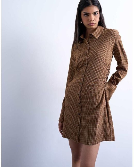 TOPSHOP White Tuck Side Shirt Dress