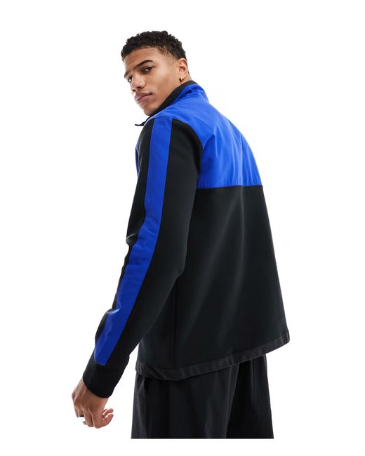 Polo Ralph Lauren Blue Retro Colourblock Borg Hybrid Half Zip Sweatshirt for men