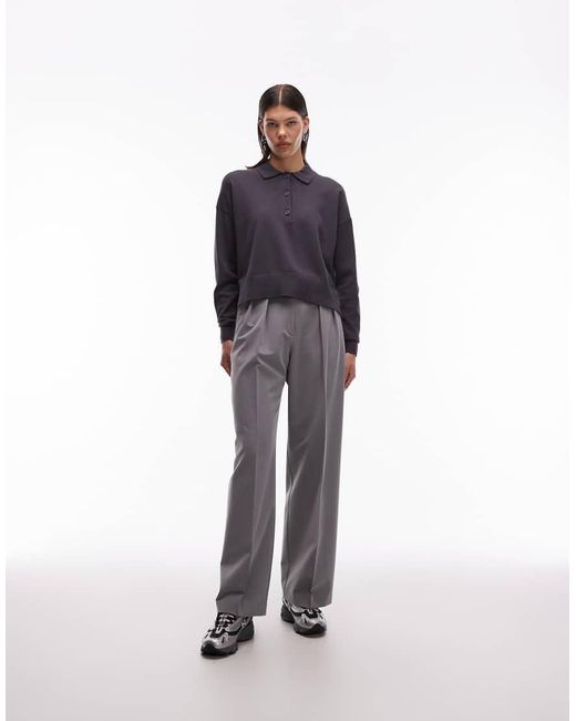Pantalones De Sastre Grises De Pernera Ancha Con Pinzas De ASOS de color Gray