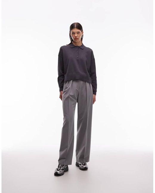 ASOS Elegante Pantalon Met Wijde Pijpen En Plooien in het Gray