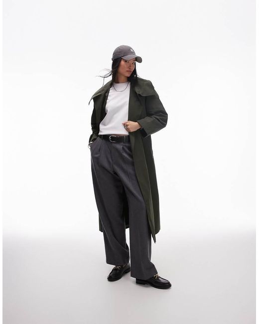 & Other Stories White Double Breasted Belted Trench Coat With Funnel Neck