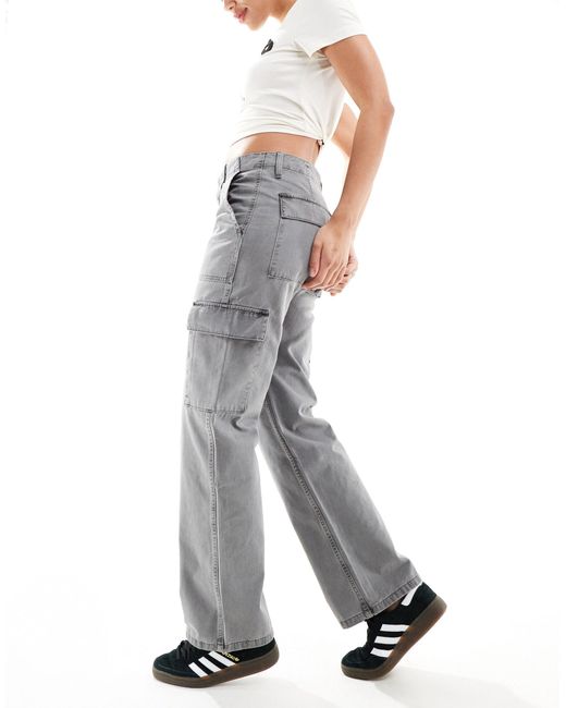 Mango Gray Straight Leg Pocket Jeans