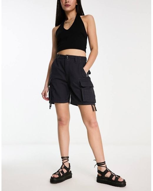 Black cargo shorts womens best sale