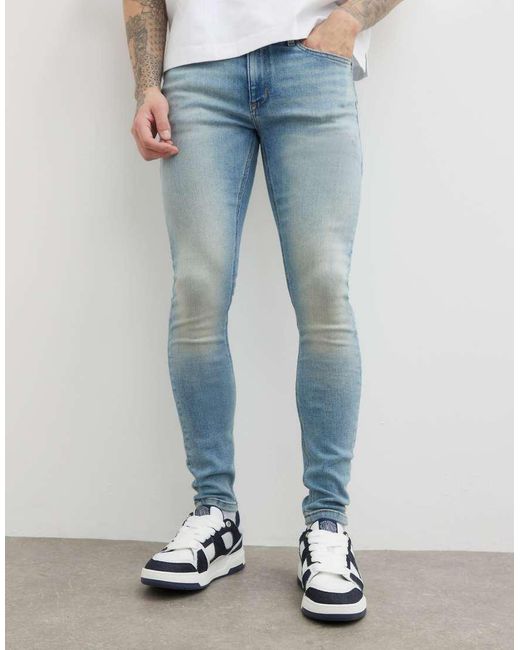 River Island White Spray On Skinny Jeans for men