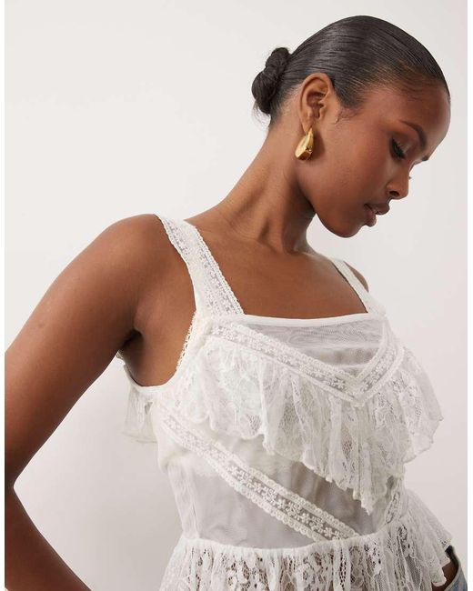 ASOS White Sheer Lace Mesh Mix Cami Top
