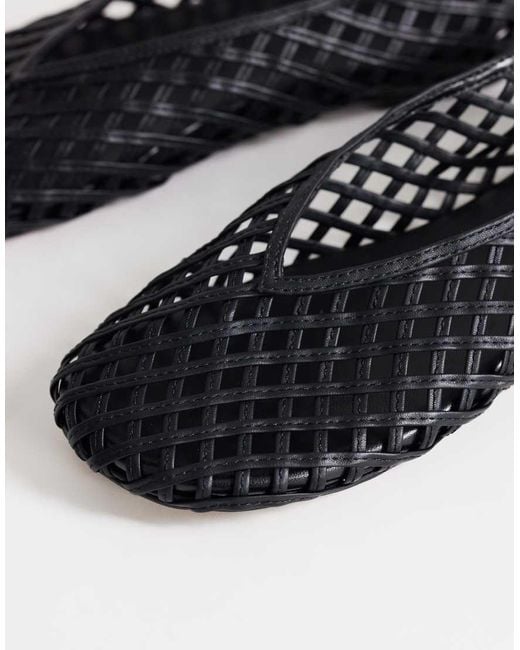 TOPSHOP Black Luna Woven Ballet Flat