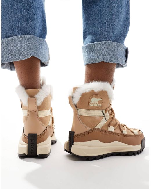 Sorel Brown Ona Rmx Glacy Plus Wp Waterproof Fleece Lined Suede Snow Boots