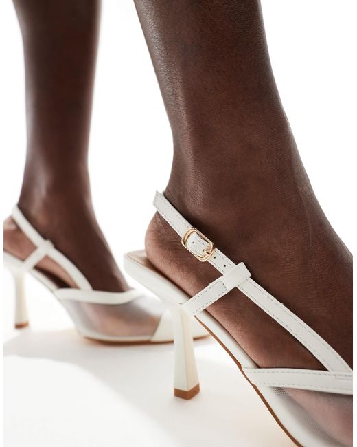 SEQWL Wide Fit Natural Mayback Slingback Kitten Heel