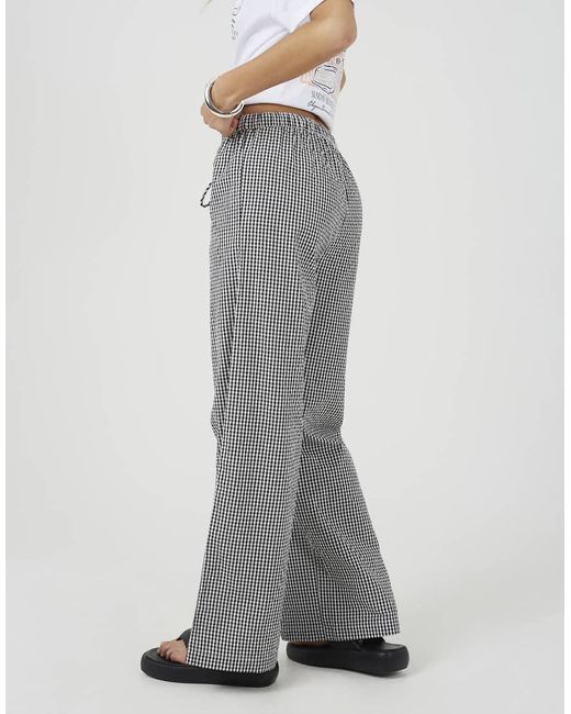 Brave Soul Gray Cotton Gingham Straight Leg Trousers