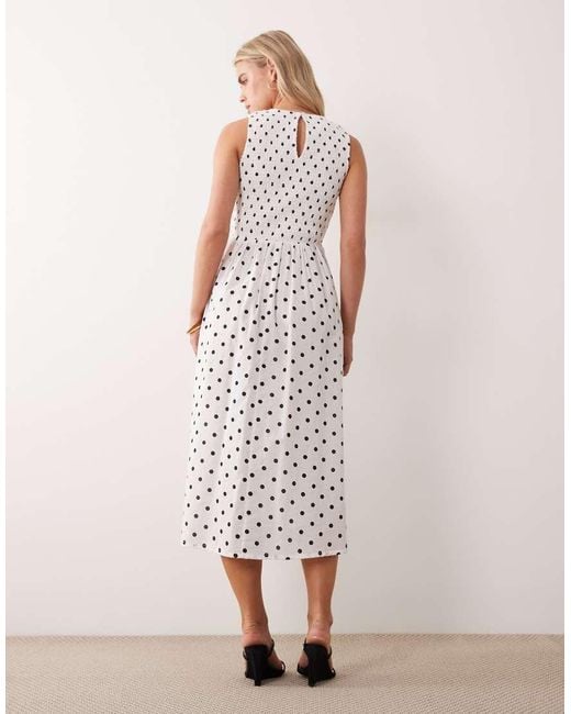 JDY Petite White Sleeveless Smock Midi Dress With Shirring