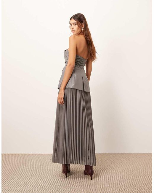 ARRANGE Multicolor Pu Bodice Maxi Dress With Pleated Skirt