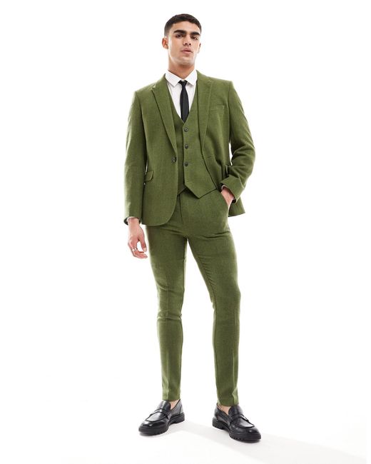 Wedding - veston ASOS pour homme en coloris Green