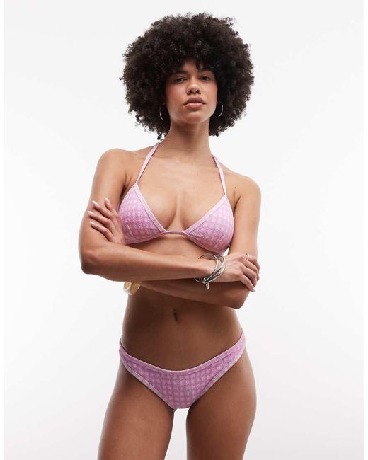 Monki Multicolor Crinkle Tie Side Bikini