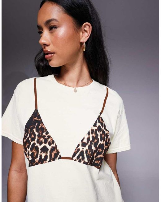 River Island White Leopard Print Bikini T-shirt