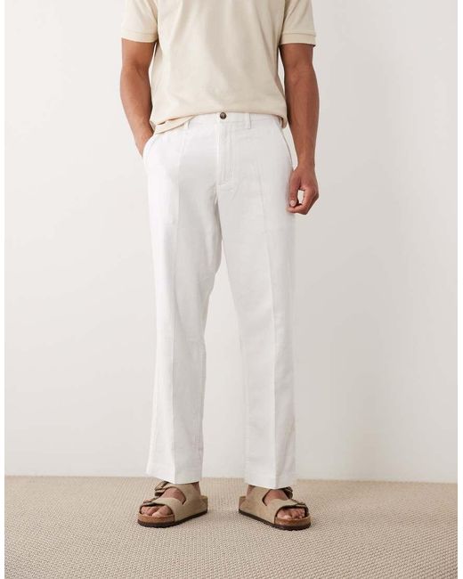 Abercrombie & Fitch Natural Pleated Straight Leg Trousers for men