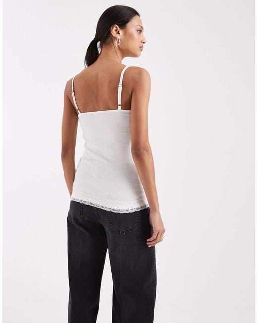 Hollister White Lace Trim Cami Top