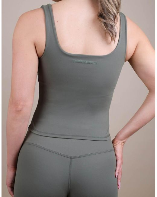 SIMMI Gray Square Neck Tank Top