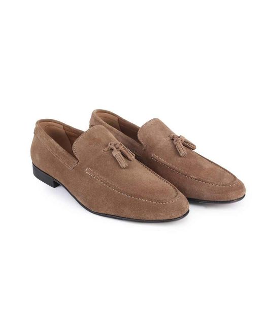 OFF THE HOOK Brown Emerson Suede Leather Tassel Loafers for men