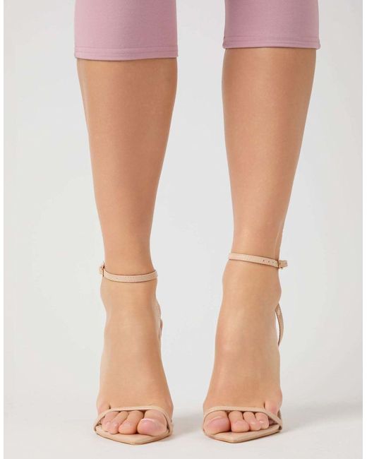 Public Desire Pink Legacy Barely There Pointed Toe Stiletto Heels