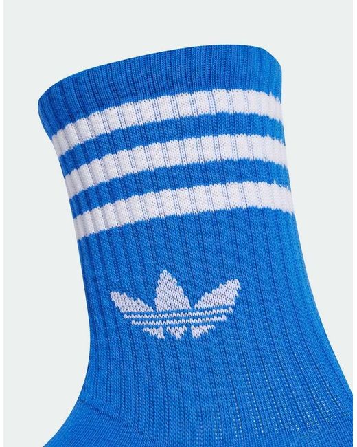 Pack De 3 Pares De Calcetines Deportivos De Color Rojo Escarlata, Azul Y Blanco Con 3 Rayas De Adidas Originals de color Blue