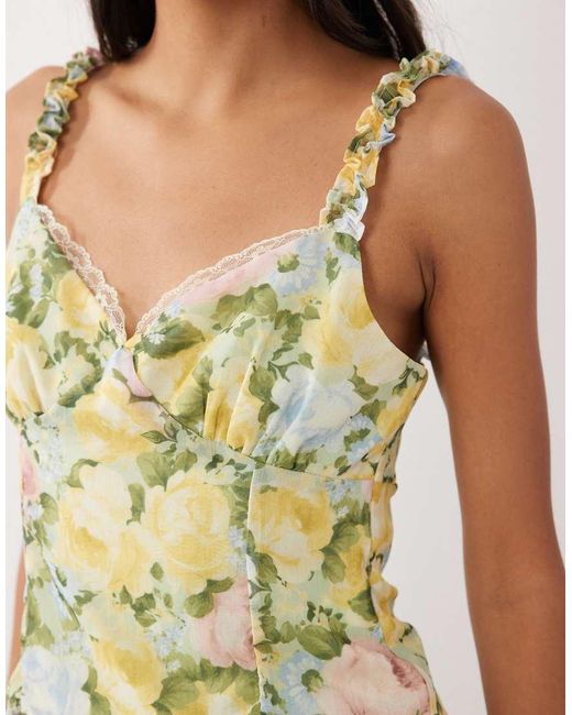 Miss Selfridge Blue Lace Trim Cami Top